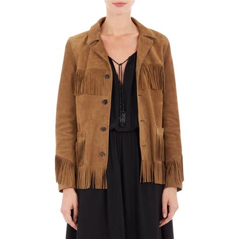 yves saint laurent jacket black suede fringe|saint laurent jackets for women.